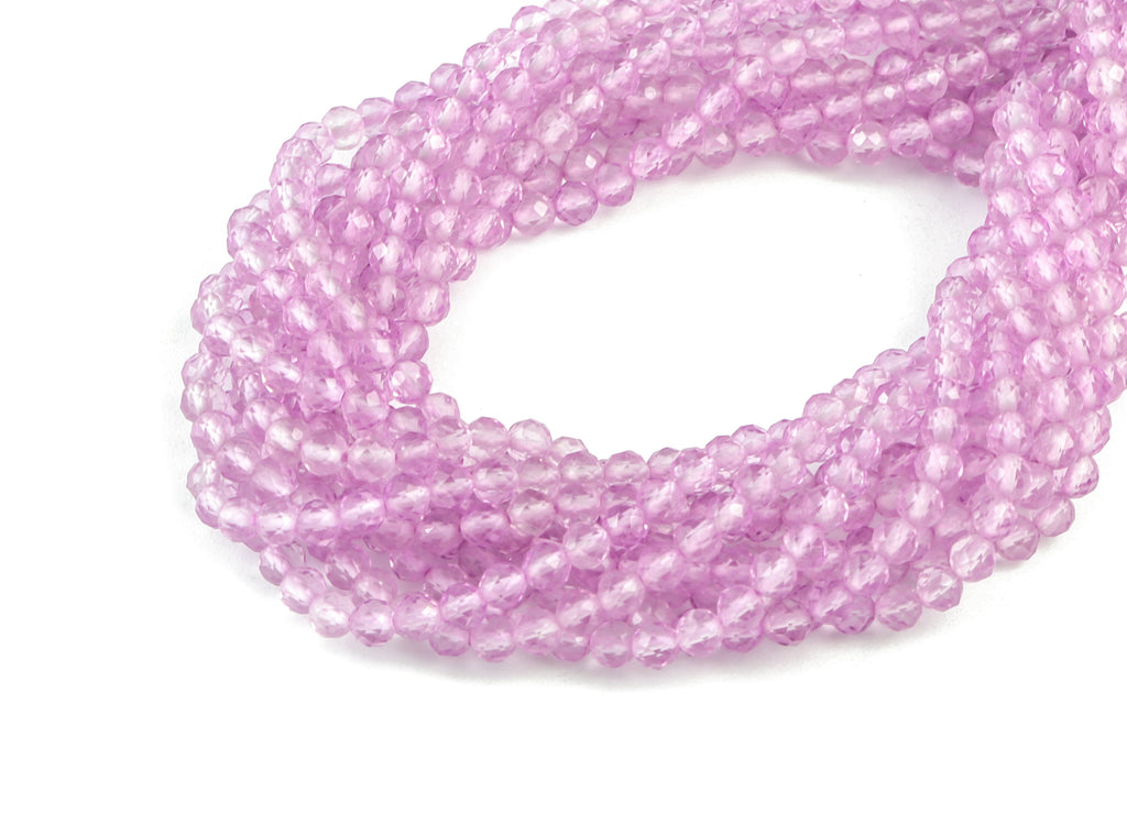 Purple Crystal Round Beads 3mm - 15.5 inch - Faceted Round Gemstone Beads - Natural Stone Beads - 3x3mm - NS1199B - DOMEDBAZAAR