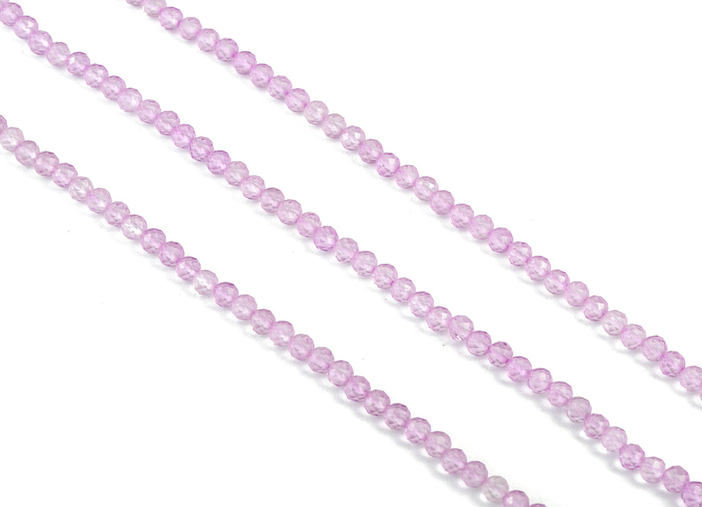 Purple Crystal Round Beads 3mm - 15.5 inch - Faceted Round Gemstone Beads - Natural Stone Beads - 3x3mm - NS1199B - DOMEDBAZAAR