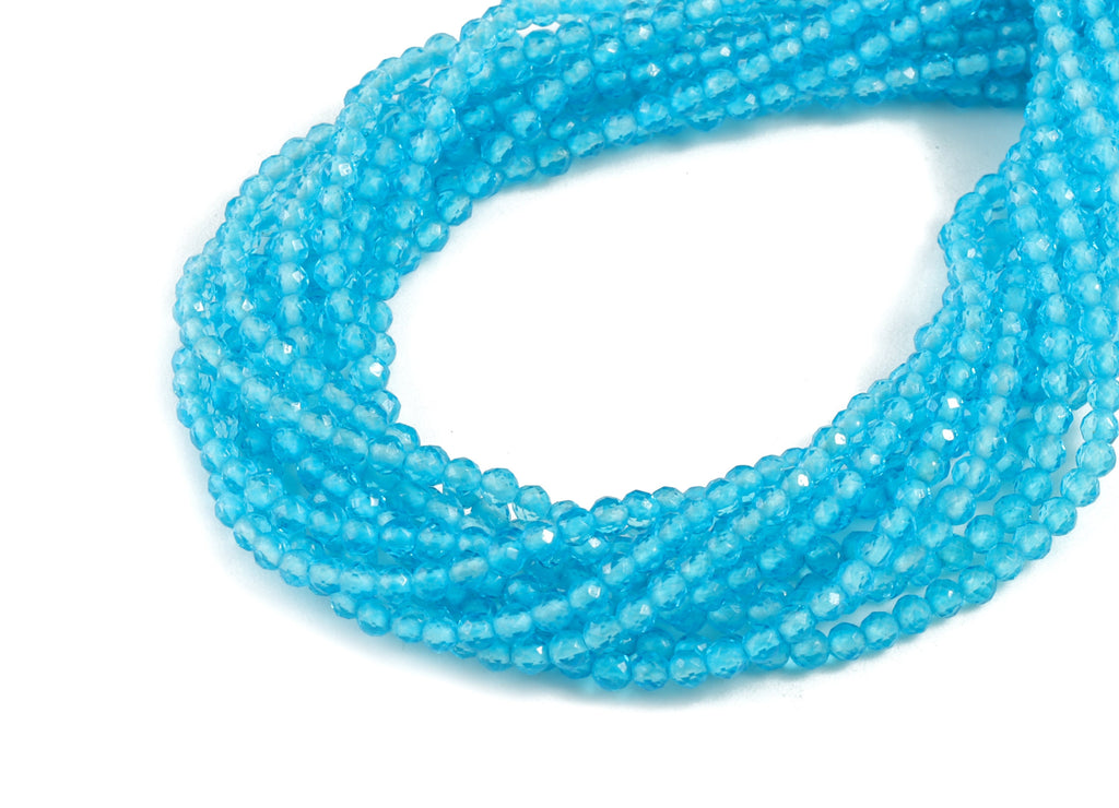 Blue Crystal Round Beads 2mm - 15.5 inch - Faceted Round Gemstone Beads - Natural Stone Beads - 2x2mm - NS1200B - DOMEDBAZAAR