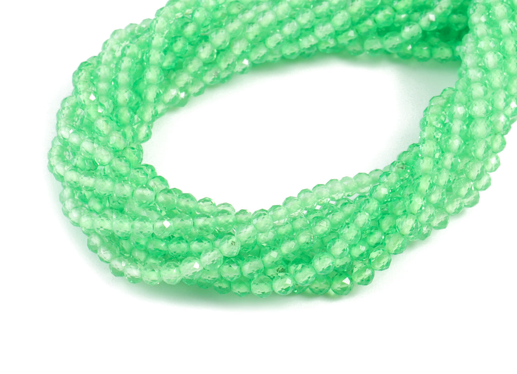 Green Crystal Round Beads 2mm - 15.5 inch - Faceted Round Gemstone Beads - Natural Stone Beads - 2x2mm - NS1200C - DOMEDBAZAAR