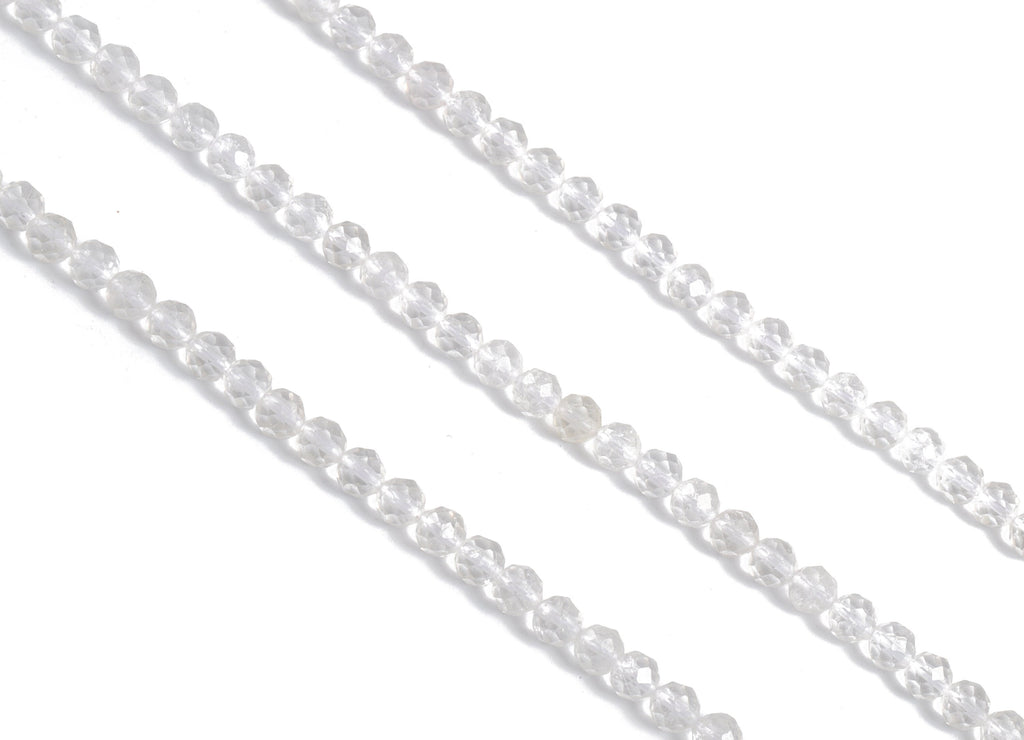 White Crystal Round Beads 4mm - 15.5 inch - Faceted Round Gemstone Beads - Natural Stone Beads - 4x4mm - NS1201 - DOMEDBAZAAR