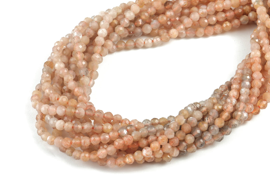 Sun Stone Round Beads 2mm - 15.5 inch - Faceted Round Gemstone Beads - Choi Moon Bdeas - Natural Stone Beads - 2x2mm - NS1204 - DOMEDBAZAAR