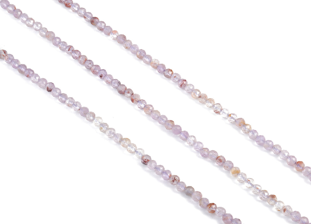 Purple Ghost Round Beads 3mm - 15.5 inch - Faceted Round Gemstone Beads - Natural Stone Beads - 3x3mm - NS1207 - DOMEDBAZAAR