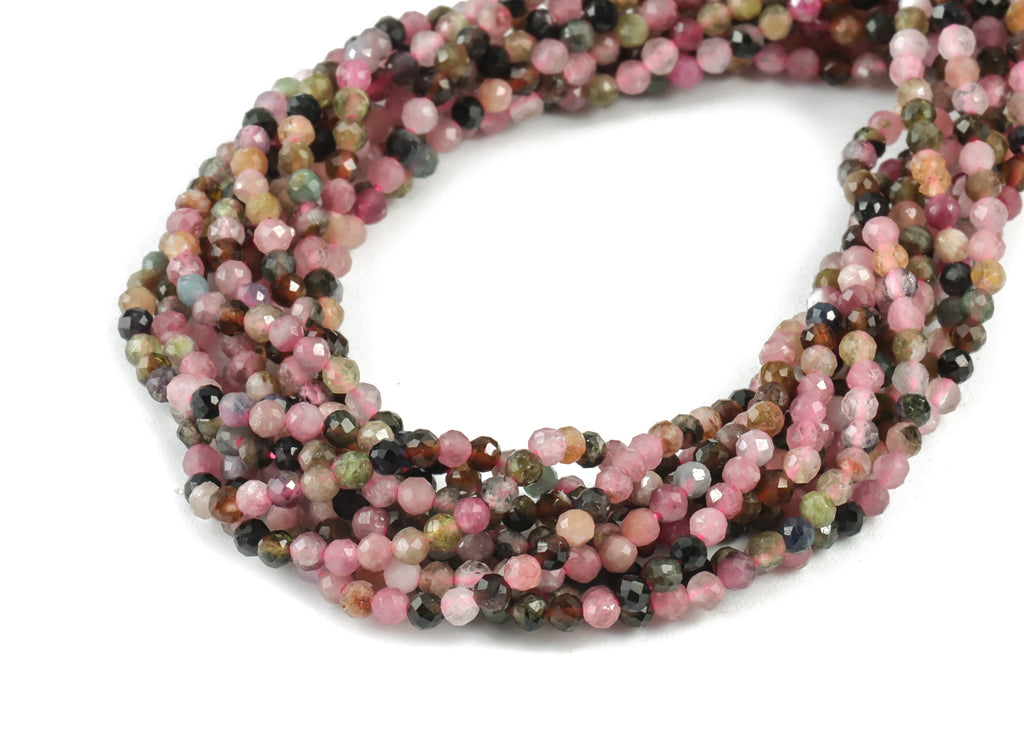 Tourmaline Round Beads 2mm - 15.5 inch - Faceted Round Gemstone Beads - Natural Stone Beads - 2x2mm - NS1208 - DOMEDBAZAAR