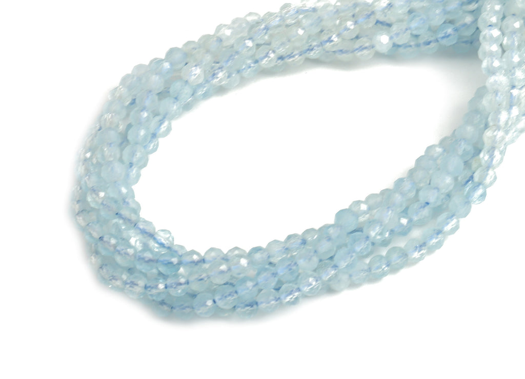 Aquamarine Round Beads 3.5mm - 15.5 inch - Faceted Round Gemstone Beads - Natural Stone Beads - 3.5x3.5mm - NS1210 - DOMEDBAZAAR