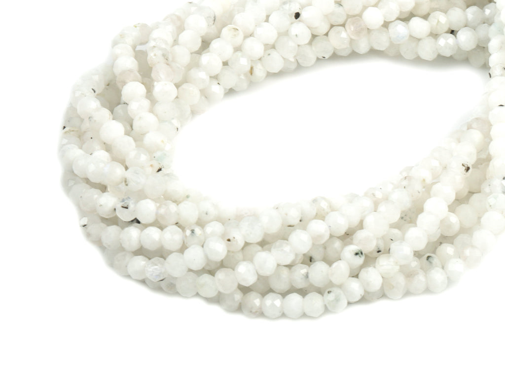 Moon Stone Round Beads 4mm - 15.5 inch - Faceted Round Gemstone Beads - Natural Stone Beads - 4mm - NS1211 - DOMEDBAZAAR