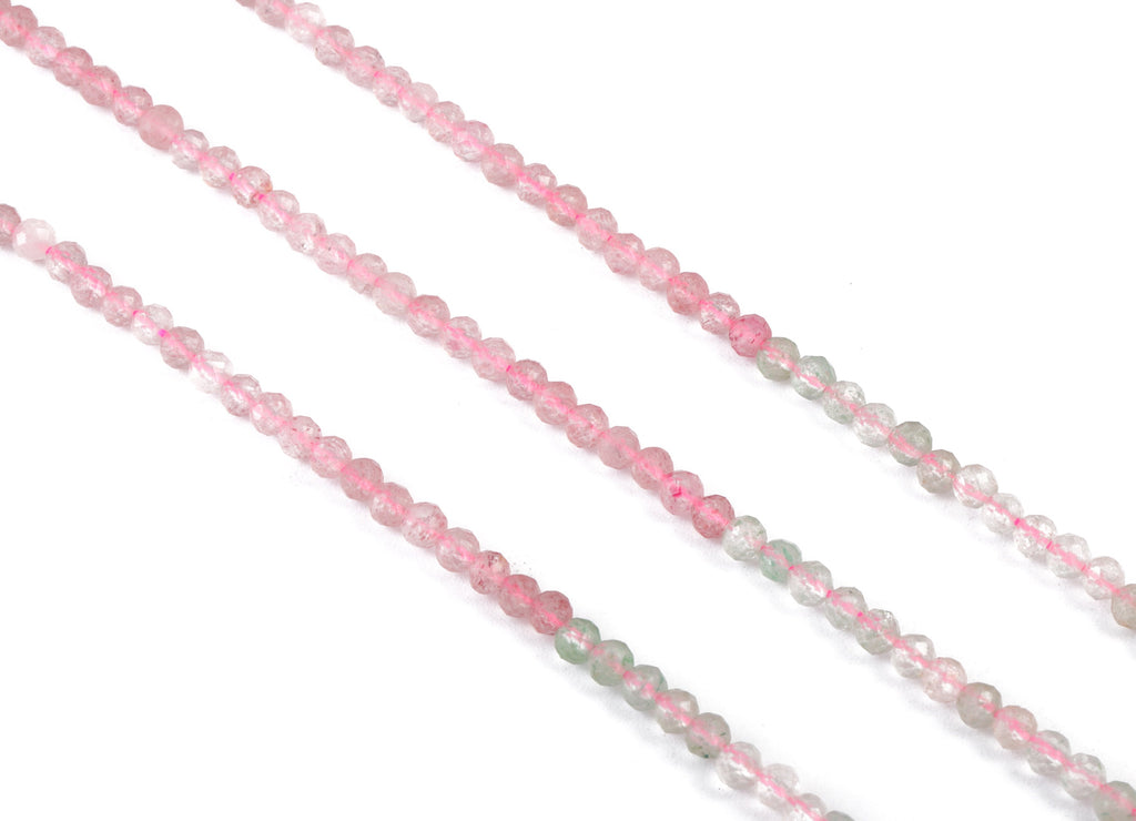 Red Green Strawberry Chrystal Round Beads 3mm - 15.5 inch - Faceted Round Gemstone Beads - Natural Stone Beads - 3x3mm - NS1216 - DOMEDBAZAAR