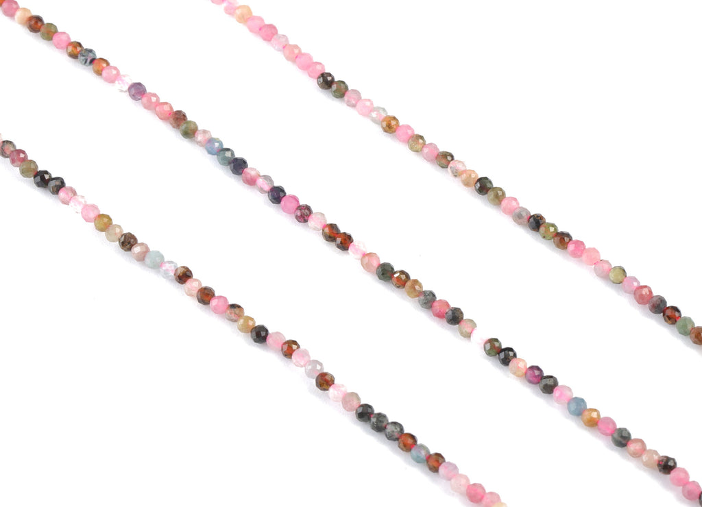 Tourmaline Round Beads 2mm - 15.5 inch - Faceted Round Gemstone Beads - Natural Stone Beads - 2x2mm - NS1217 - DOMEDBAZAAR