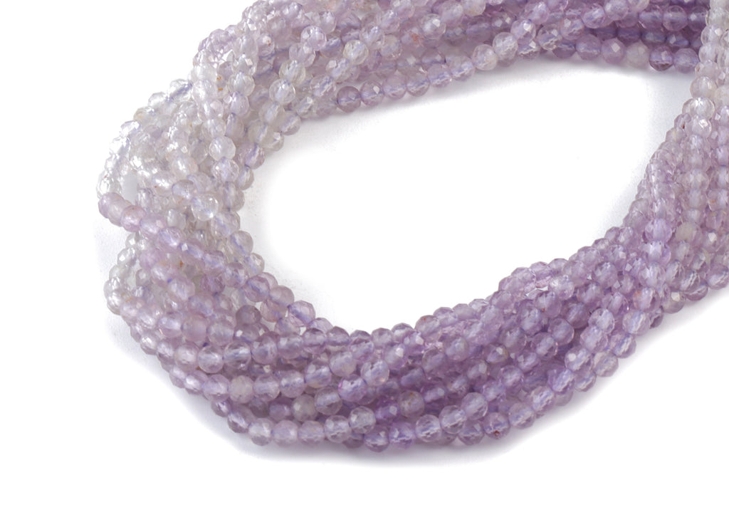 Purple Ghost Round Beads 3mm - 15.5 inch - Faceted Round Gemstone Beads - Natural Stone Beads - 3x3mm - NS1218 - DOMEDBAZAAR