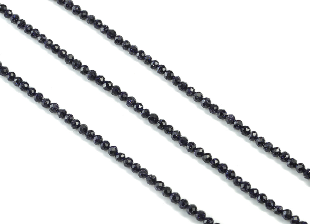 Blue Sand Round Beads 3mm - 15.5 inch - Faceted Round Gemstone Beads - Natural Stone Beads - 3x3mm - NS1220 - DOMEDBAZAAR