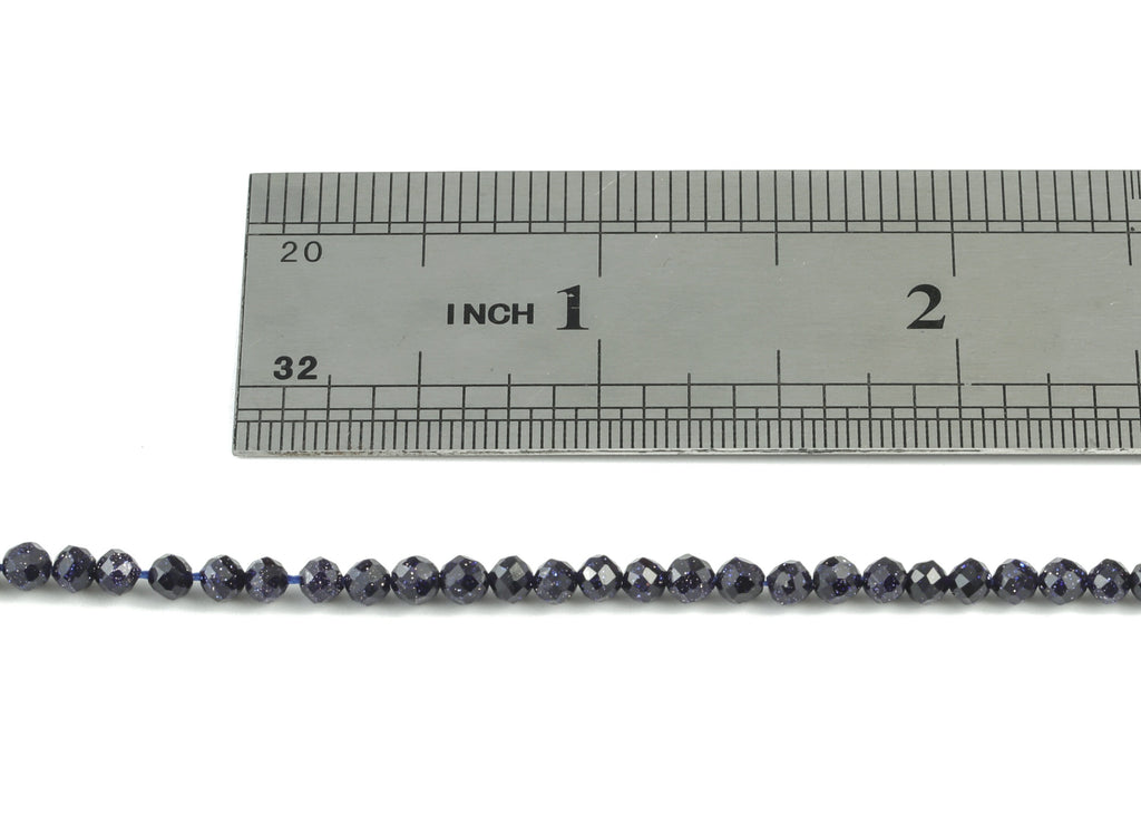 Blue Sand Round Beads 3mm - 15.5 inch - Faceted Round Gemstone Beads - Natural Stone Beads - 3x3mm - NS1220 - DOMEDBAZAAR