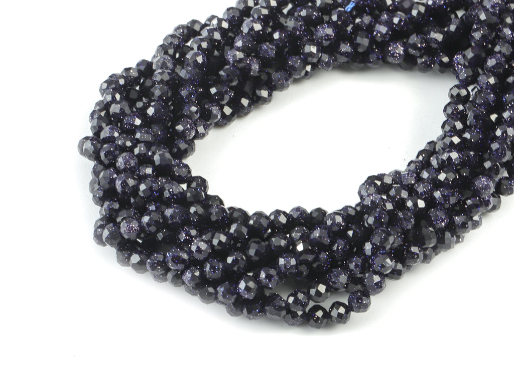 Blue Sand Round Beads 3mm - 15.5 inch - Faceted Round Gemstone Beads - Natural Stone Beads - 3x3mm - NS1220 - DOMEDBAZAAR