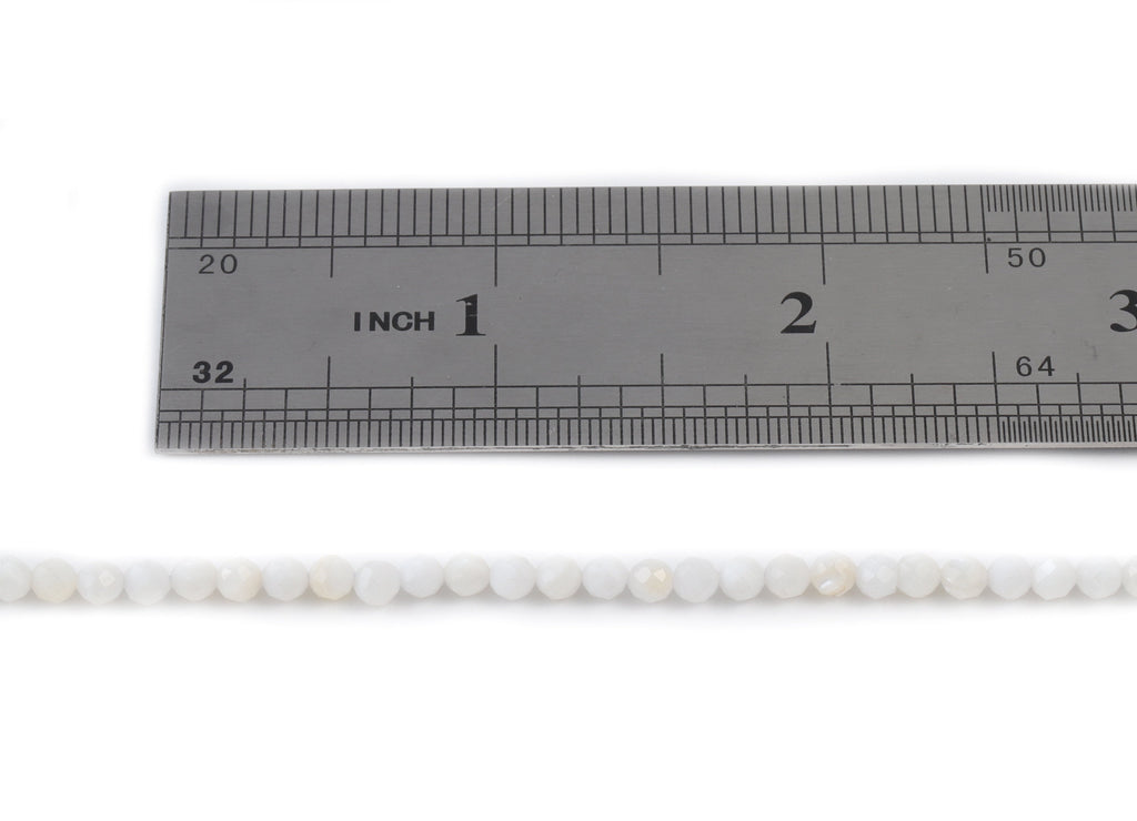 White Conch Round Beads 3mm - 15.5 inch - Faceted Round Gemstone Beads - Natural Stone Beads - 3x3mm - NS1222 - DOMEDBAZAAR