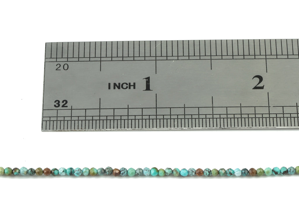 Turquoise Round Beads 2mm - 15.5 inch - Faceted Round Gemstone Beads - Natural Stone Beads - 2x2mm - NS1223 - DOMEDBAZAAR