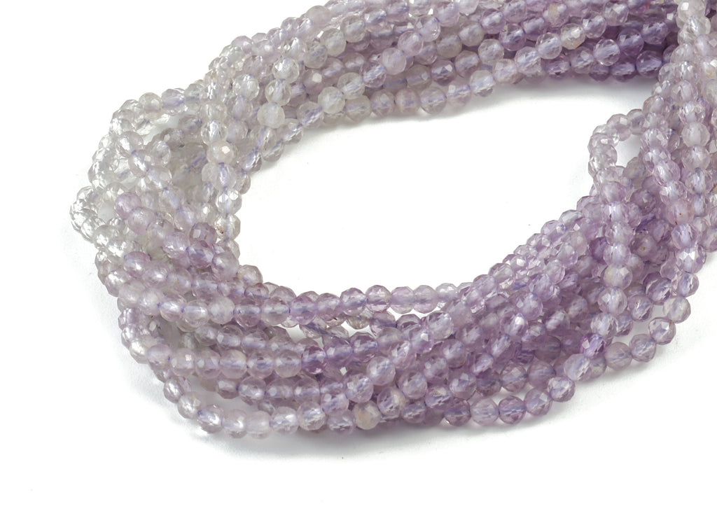 Purple Ghost Round Beads 3mm - 15.5 inch - Faceted Round Gemstone Beads - Natural Stone Beads - 3x3mm - NS1224 - DOMEDBAZAAR