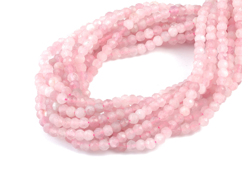 Horse Powder Jade Round Beads 3-4mm - 15.5 inch - Faceted Round Gemstone Beads - Natural Stone Beads - 3x4mm - NS1228 - DOMEDBAZAAR