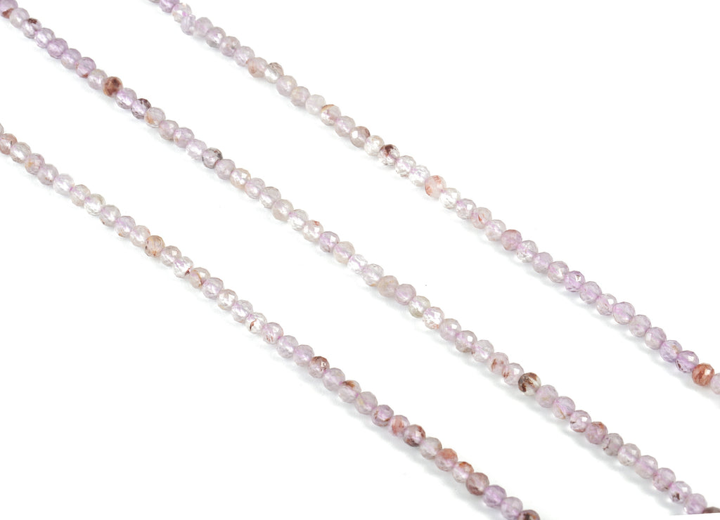 Purple Ghost Round Beads 3mm - 15.5 inch - Faceted Round Gemstone Beads - Natural Stone Beads - 3x3mm - NS1229 - DOMEDBAZAAR