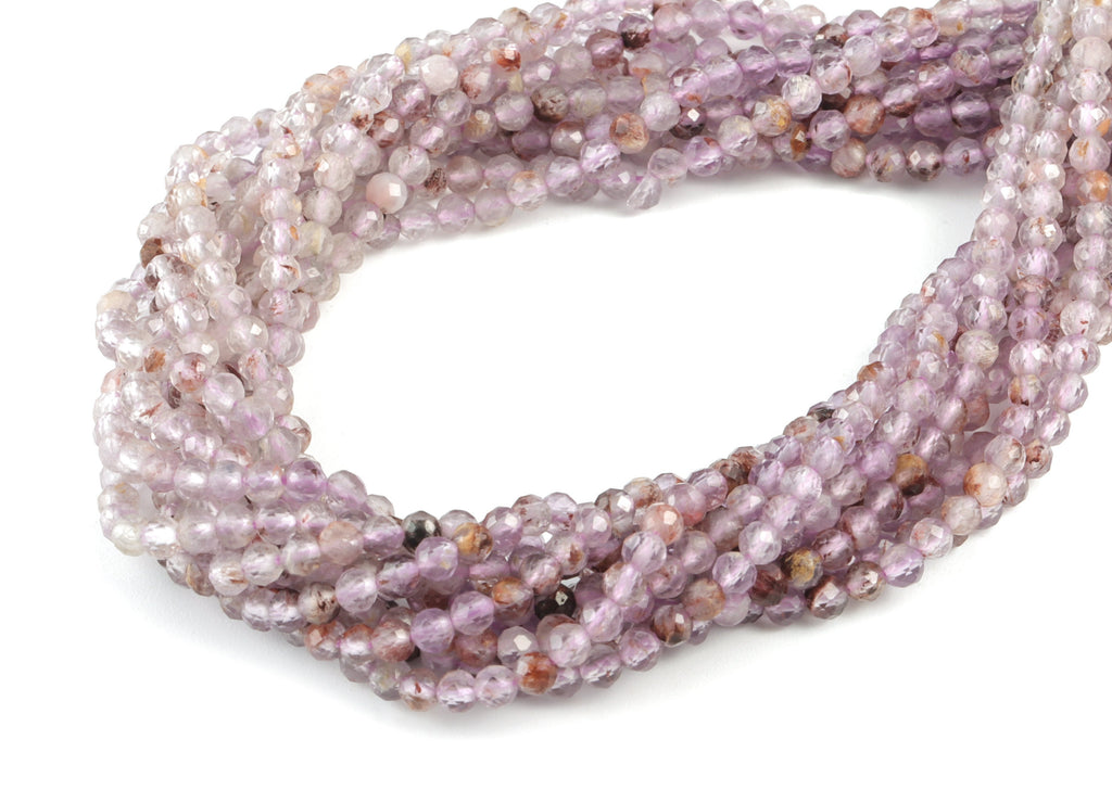 Purple Ghost Round Beads 3mm - 15.5 inch - Faceted Round Gemstone Beads - Natural Stone Beads - 3x3mm - NS1229 - DOMEDBAZAAR