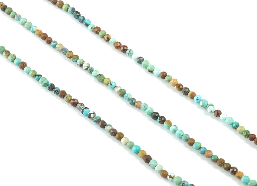 Turquoise Round Beads 3mm - 15.5 inch - Faceted Round Gemstone Beads - Natural Stone Beads - 3x3mm - NS1232 - DOMEDBAZAAR