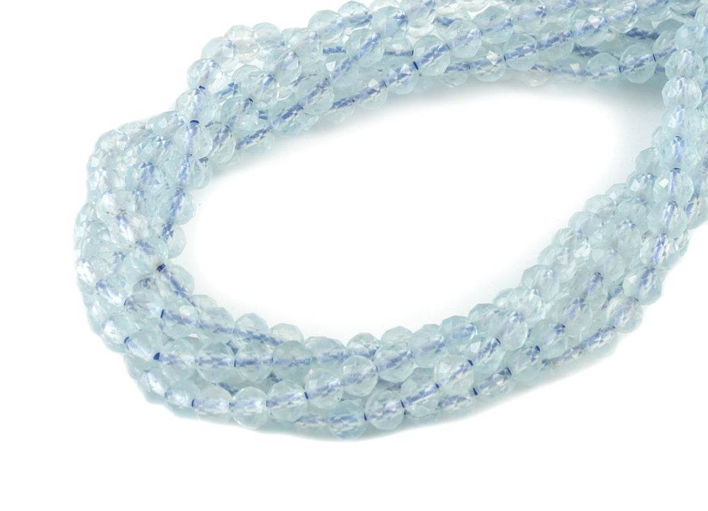Aquamarine Round Beads 3mm - 15.5 inch - Faceted Round Gemstone Beads - Natural Stone Beads - 3x3mm - NS1233 - DOMEDBAZAAR