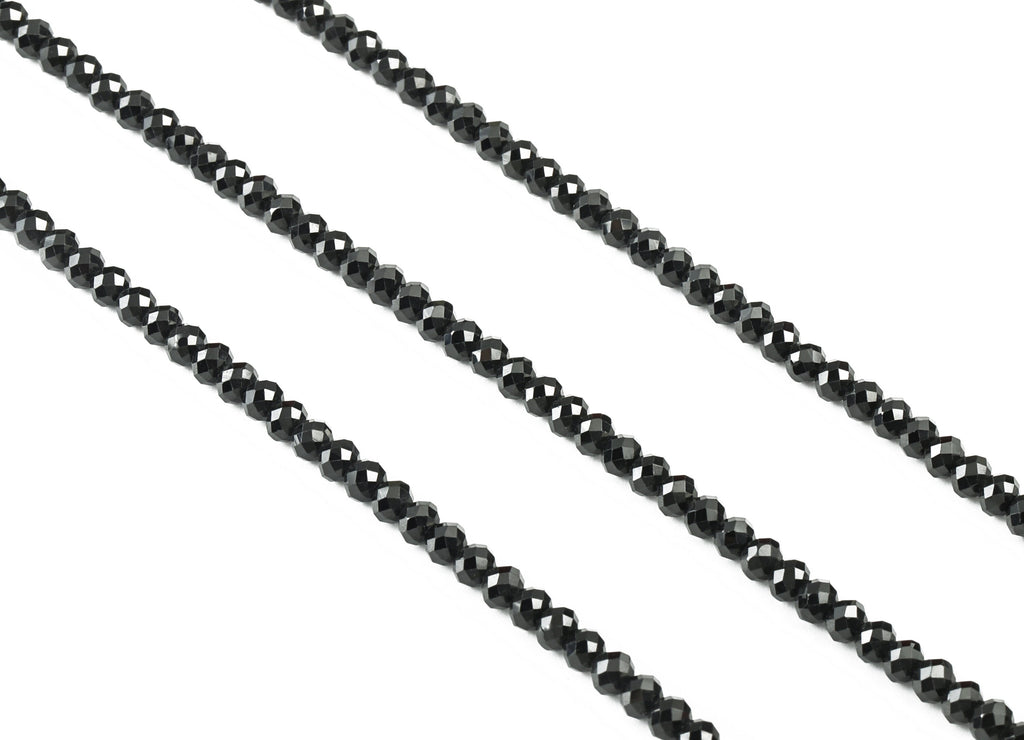 Black Spinel Round Beads 3-4mm - 15.5 inch - Faceted Round Gemstone Beads - Natural Stone Beads - 3x4mm - NS1234 - DOMEDBAZAAR
