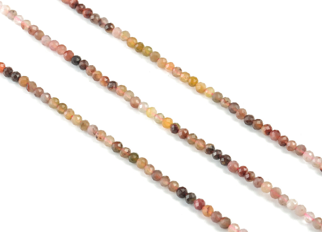Agate Stone Round Beads 3mm - 15.5 inch - Faceted Round Gemstone Beads - Natural Stone Beads  - 3x3mm - NS1238 - DOMEDBAZAAR