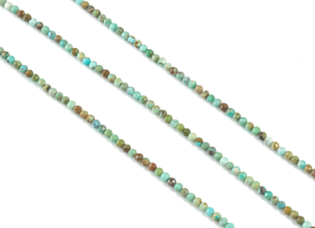 Turquoise Round Beads 2mm - 15.5 inch - Faceted Round Gemstone Beads - Natural Stone Beads - 2x2mm - NS1240 - DOMEDBAZAAR