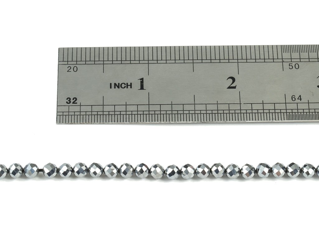 Titanium Hezi Round Beads 4mm - 15.5 inch - Faceted Round Gemstone Beads - Natural Stone Beads - 4x4mm - NS1242 - DOMEDBAZAAR