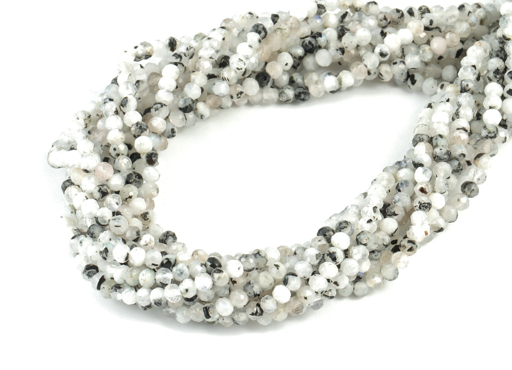 Moon Stone Round Beads 3mm - 15.5 inch - Faceted Round Gemstone Beads - Natural Stone Beads - 3mm - NS1245 - DOMEDBAZAAR