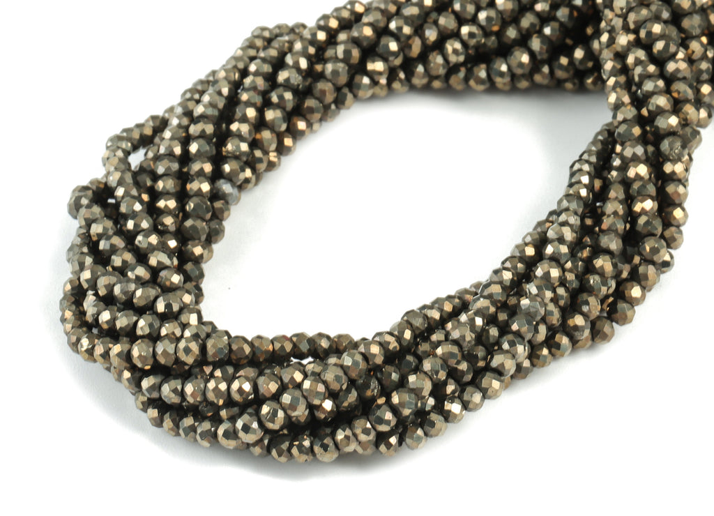 Chalcopyrite Round Beads 2-3mm - 15.5 inch - Faceted Round Gemstone Beads - Natural Stone Beads - 2x3mm - NS1247 - DOMEDBAZAAR