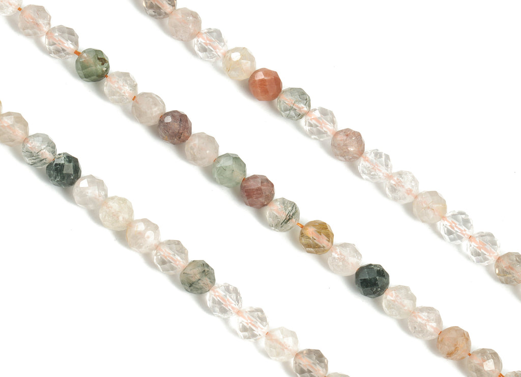 Color Development Round Beads 5mm - 15.5 inch - Faceted Round Gemstone Beads - Natural Stone Beads - 5x5mm - NS1248 - DOMEDBAZAAR