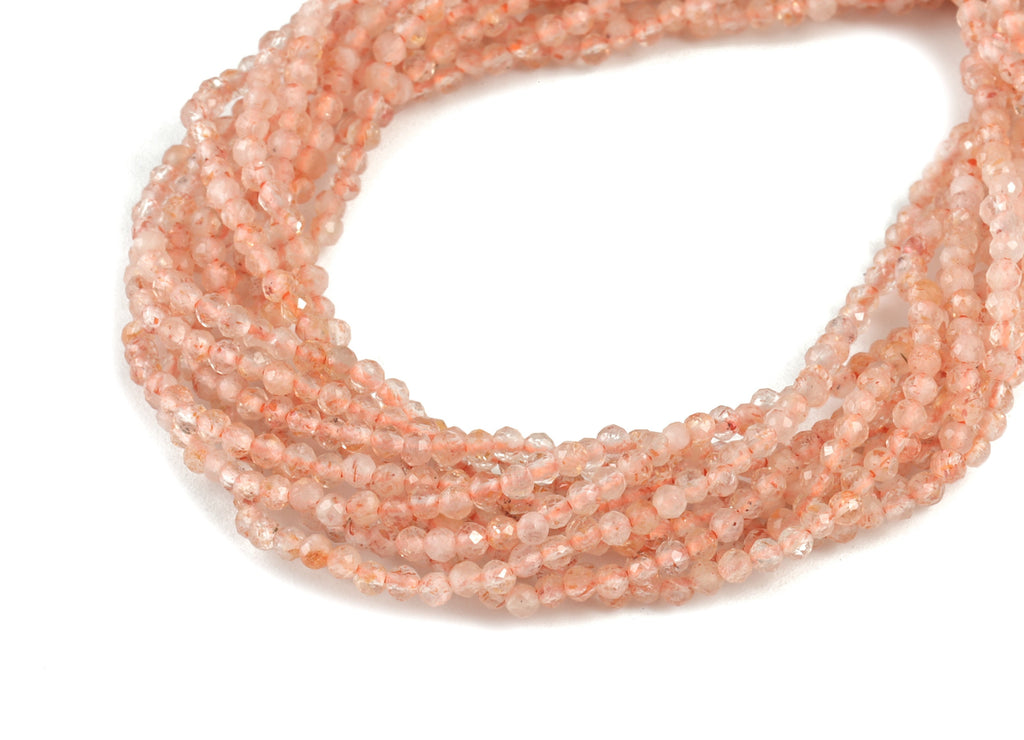 Orange Moonstone Round Beads 2mm - 15.5 inch - Faceted Round Gemstone Beads - Natural Stone Beads - 2x2mm - NS1249 - DOMEDBAZAAR