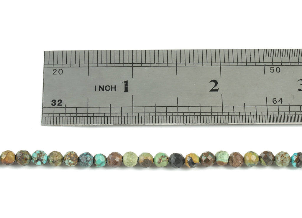 Turquoise Round Beads 4mm - 15.5 inch - Faceted Round Gemstone Beads - Natural Stone Beads - 4x4mm - NS1250 - DOMEDBAZAAR
