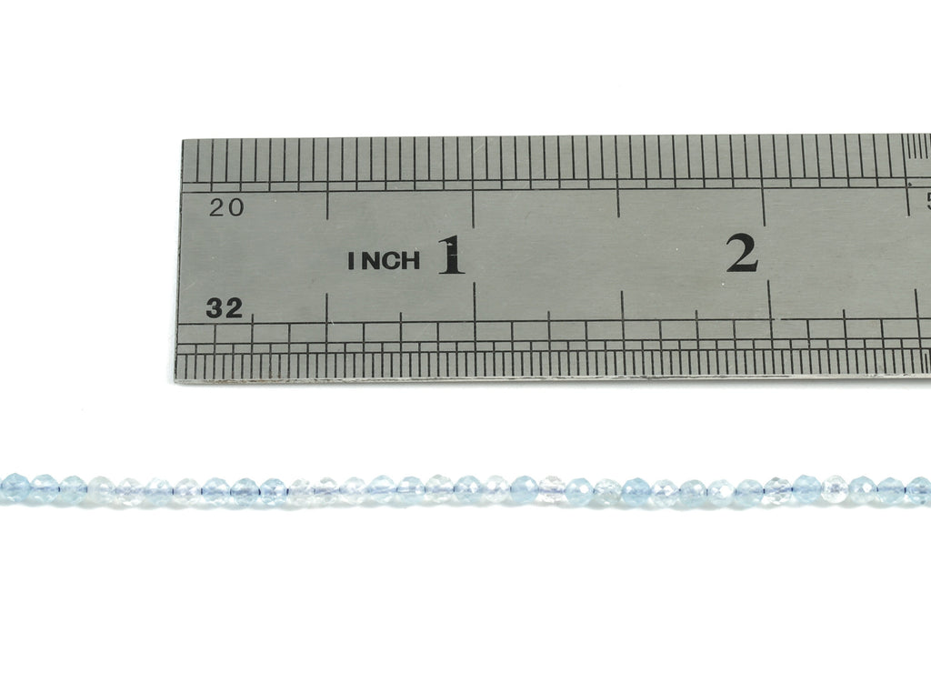 Aquamarine Round Beads 2mm - 15.5 inch - Faceted Round Gemstone Beads - Natural Stone Beads - 2x2mm - NS1251 - DOMEDBAZAAR
