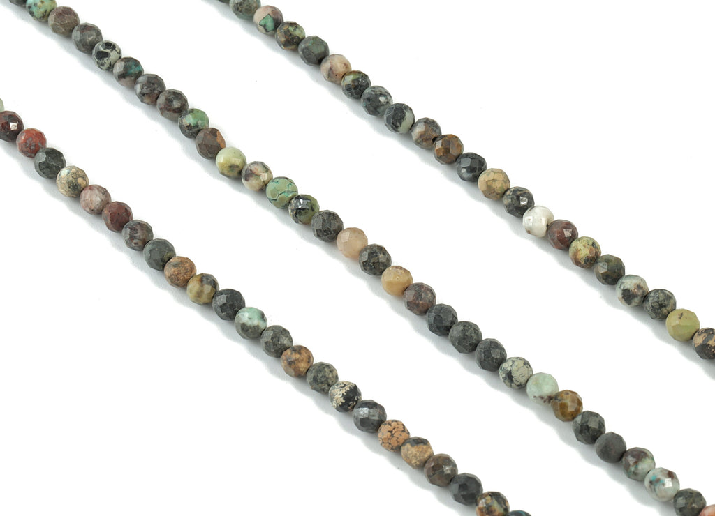 Turquoise Round Beads 4mm - 15.5 inch - Faceted Round Gemstone Beads - Natural Stone Beads - 4x4mm - NS1253 - DOMEDBAZAAR