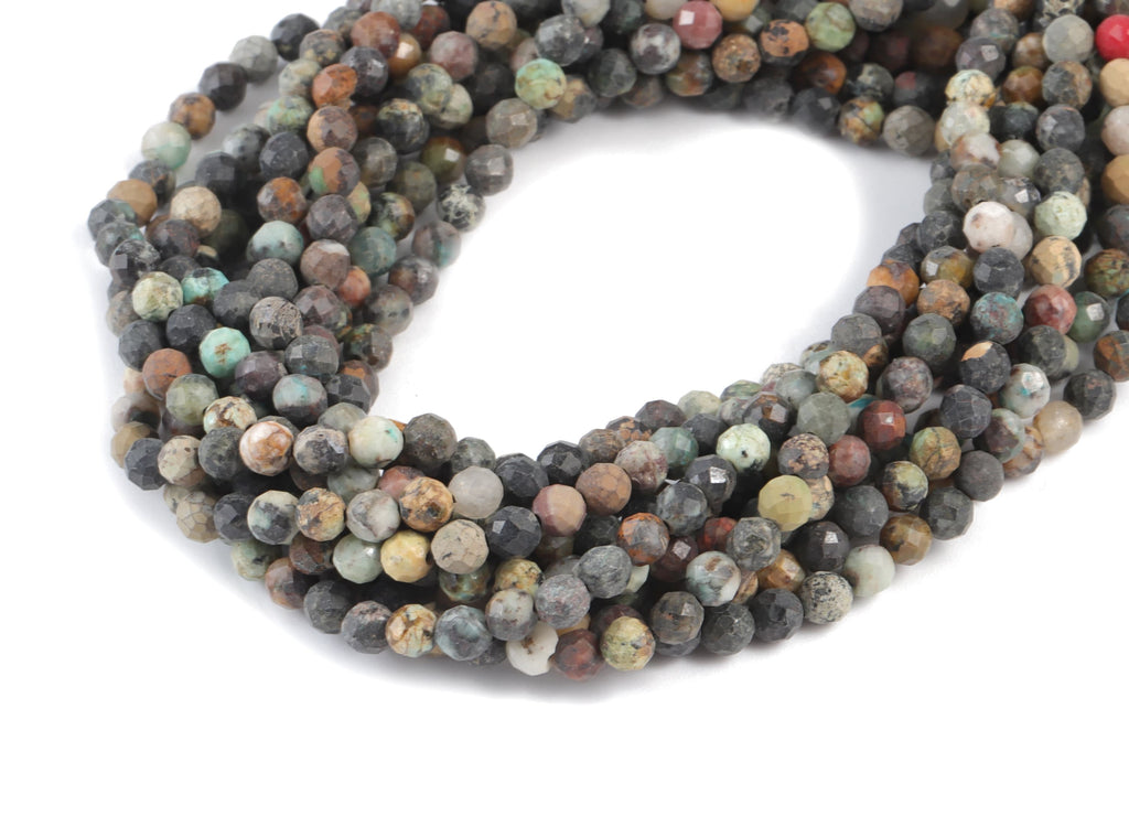 Turquoise Round Beads 4mm - 15.5 inch - Faceted Round Gemstone Beads - Natural Stone Beads - 4x4mm - NS1253 - DOMEDBAZAAR