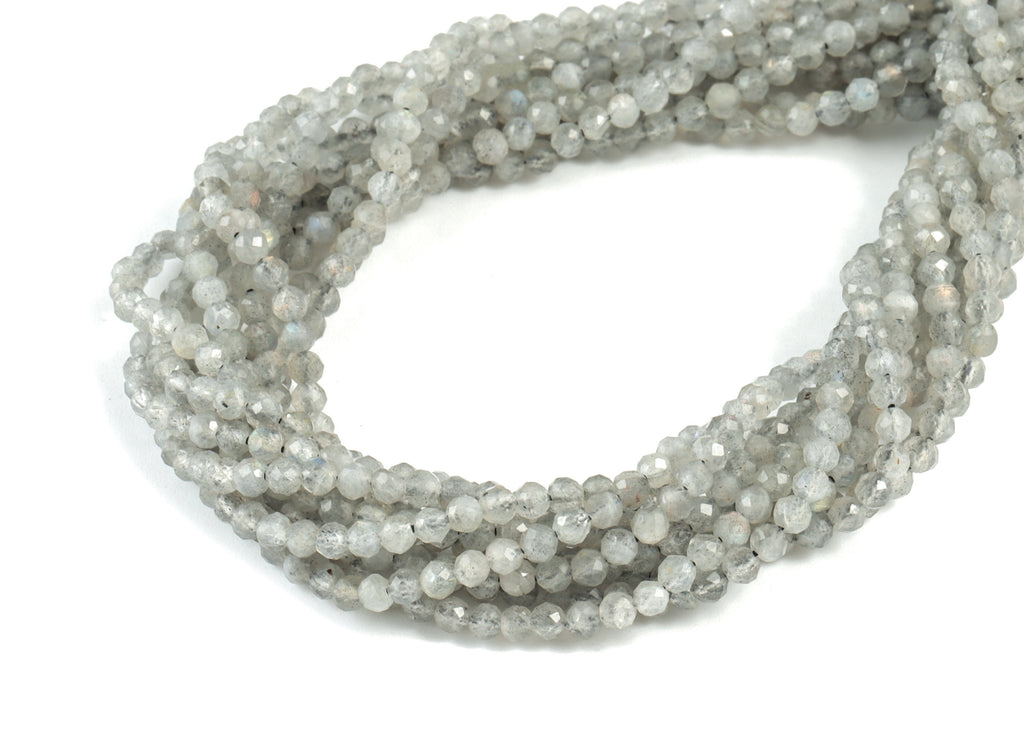 Labradorite Round Beads 3mm - 15.5 inch - Faceted Round Gemstone Beads - Natural Stone Beads - 3x3mm - NS1254 - DOMEDBAZAAR