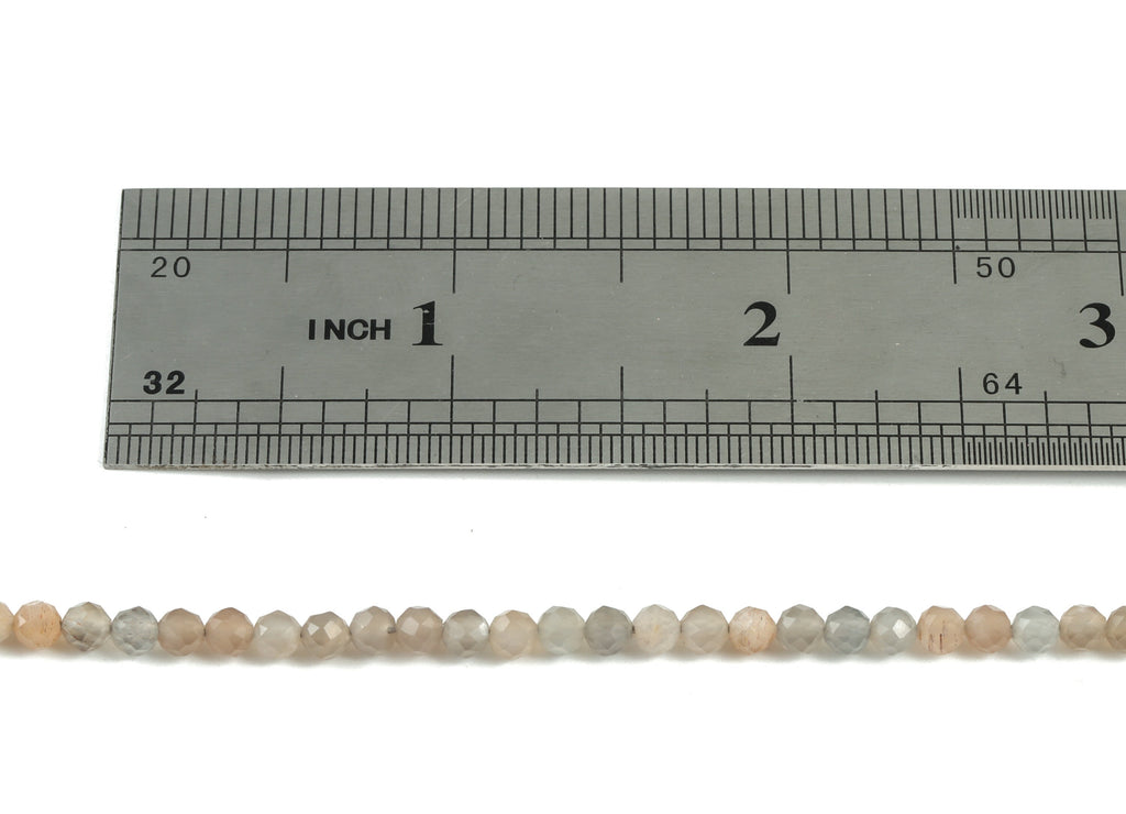Choi Moon Stone - Light Ash Round Beads 3mm - 15.5 inch - Faceted Round Gemstone Beads - Sun Stone - Natural Stone Beads - 3x3mm - NS1257 - DOMEDBAZAAR