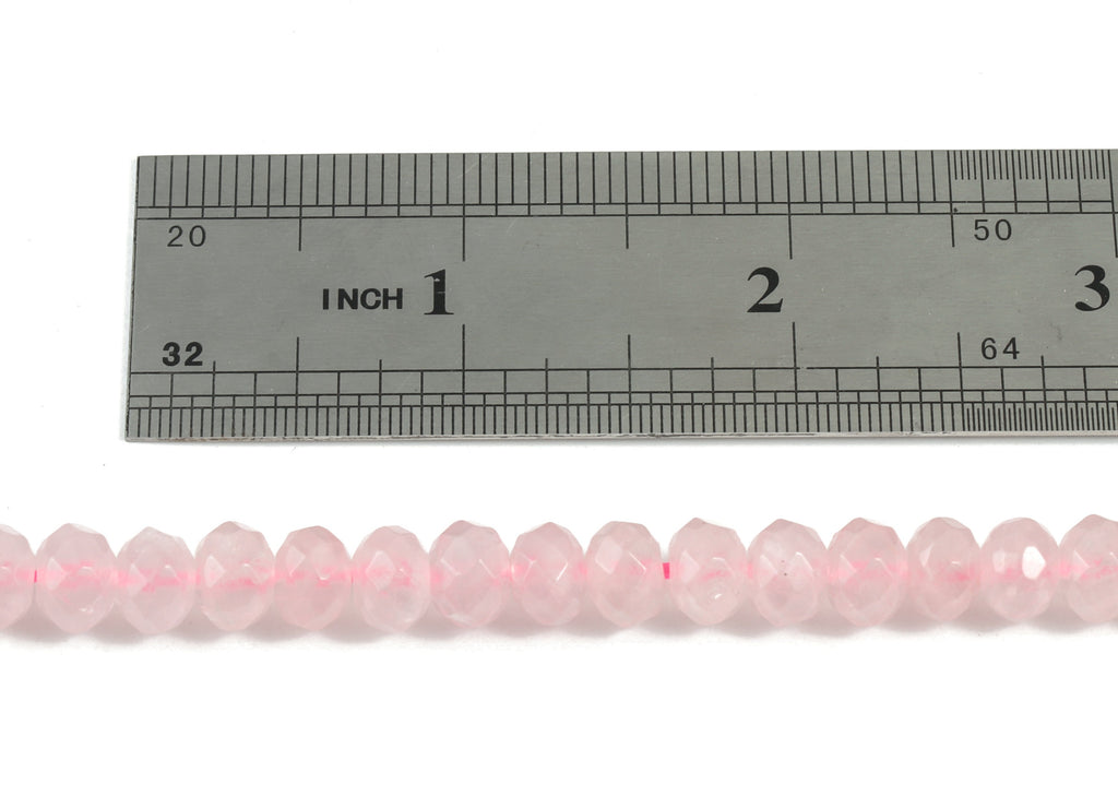 Crystal Powder Pink Quartz Rondelle Beads 5-8mm - 15.5 inch - Faceted Rondelle Gemstone Beads - Natural Stone Beads - 5x8mm - NS1258 - DOMEDBAZAAR