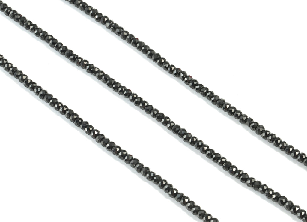 Black Spinel Rondelle Beads 2-3mm - 15.5 inch - Faceted Rondelle Gemstone Beads - Natural Stone Beads - 2x3mm - NS1264 - DOMEDBAZAAR