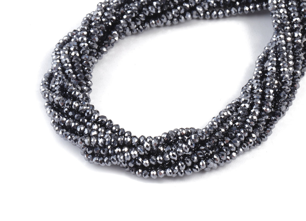 Titanium Hezi Rondelle Beads 1-2mm - 15.5 inch - Faceted Rondelle Gemstone Beads - Natural Stone Beads - 1x2mm - NS1265 - DOMEDBAZAAR