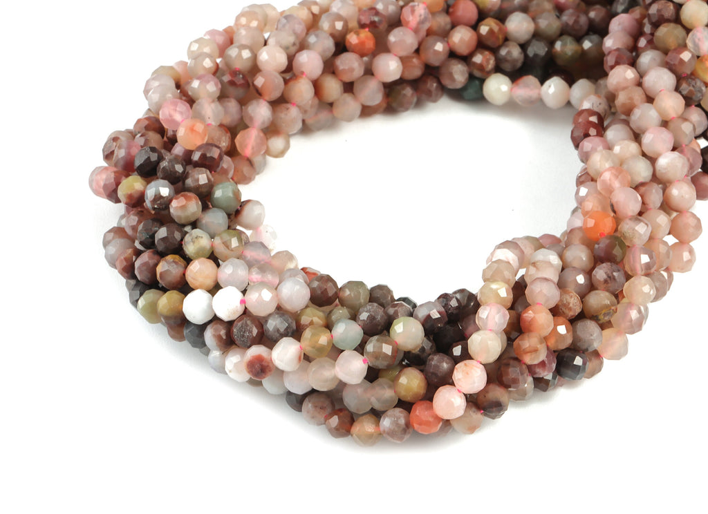 Agate Stone Round Beads 4mm - 15.5 inch - Faceted Round Gemstone Beads - Natural Stone Beads - 4x4mm - NS1271 - DOMEDBAZAAR