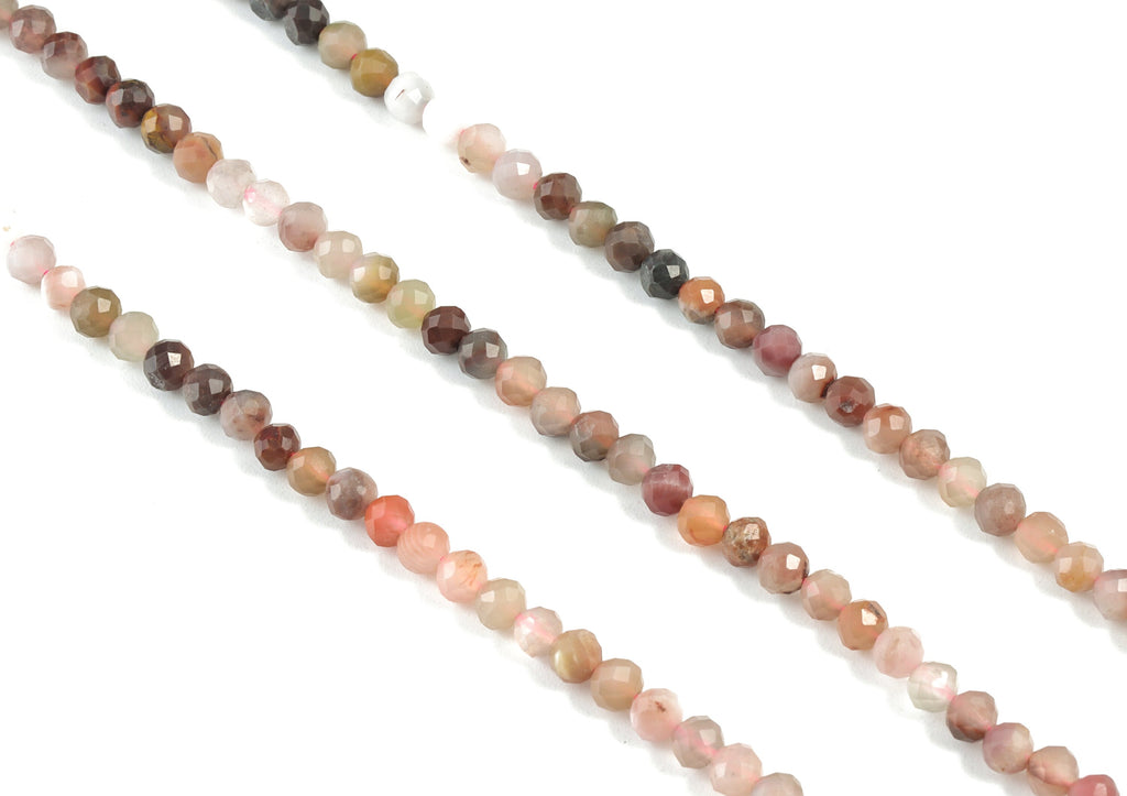 Agate Stone Round Beads 4mm - 15.5 inch - Faceted Round Gemstone Beads - Natural Stone Beads - 4x4mm - NS1271 - DOMEDBAZAAR
