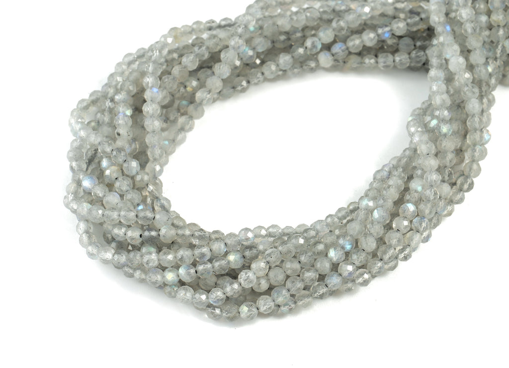 Labradorite Round Beads 3mm - 15.5 inch - Faceted Round Gemstone Beads - Natural Stone Beads - 3x3mm - NS1279 - DOMEDBAZAAR
