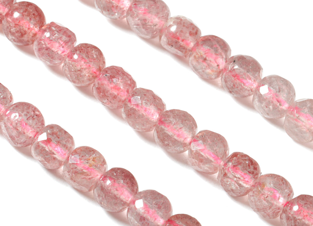 Strawberry Round Beads 4mm - 15.5 inch -  Round Gemstone Beads - Natural Stone Beads  - 4x4mm - NS1067 - DOMEDBAZAAR