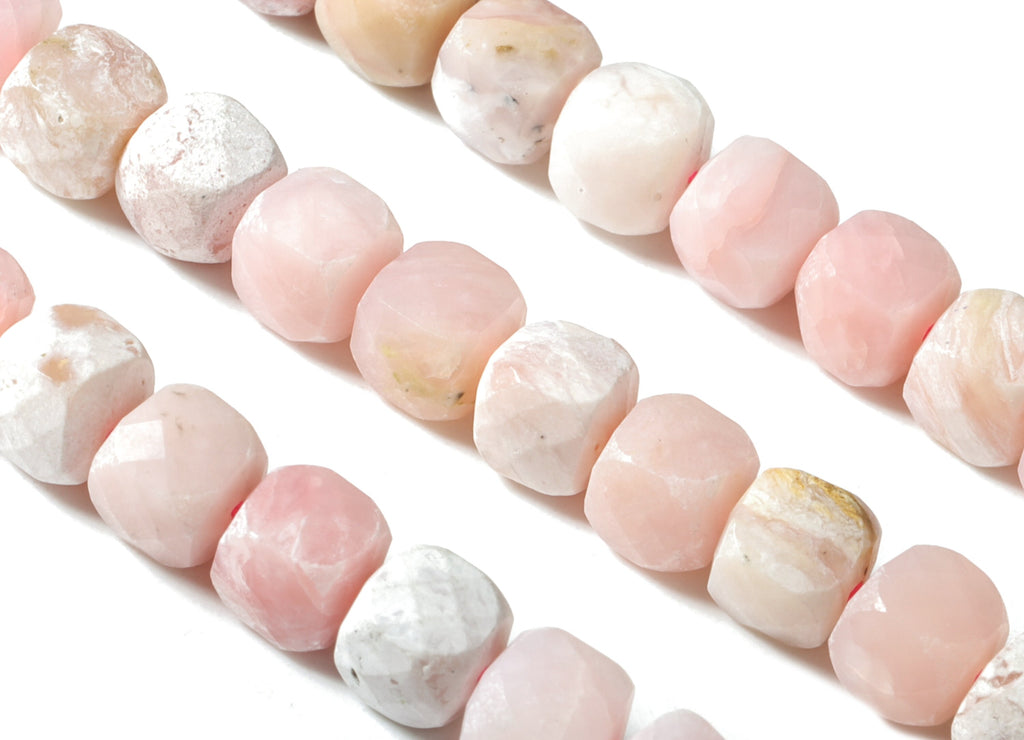 Pink Opal Cube Beads 4mm - 15.5 inch - Faceted Cube Gemstone Beads - Natural Stone Beads - 4.2x4.2mm - NS1068 - DOMEDBAZAAR