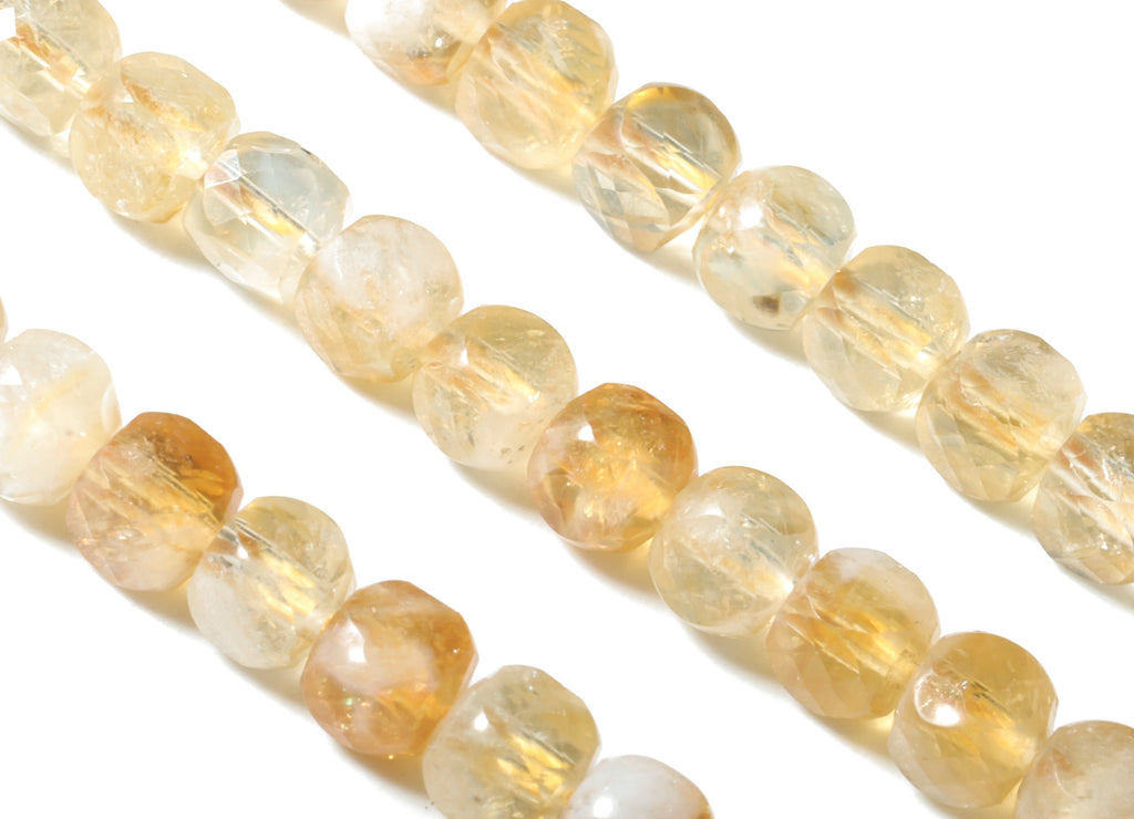 Citrine Cube Beads 4mm - 15.5 inch - Faceted Cube Gemstone Beads - Natural Stone Beads - 4x4mm - NS1074 - DOMEDBAZAAR