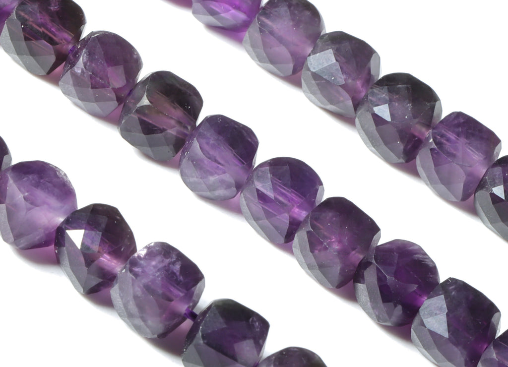 Amethyst Cube Beads 6mm - 15.5 inch - Faceted Cube Gemstone Beads - Natural Stone Beads  - 6x6mm - NS1078 - DOMEDBAZAAR