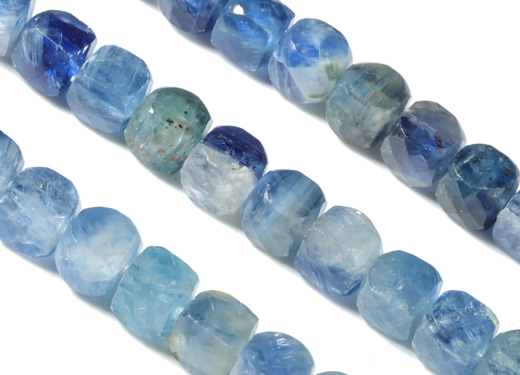 Kyanite Cube Beads 4mm - 15.5 inch - Faceted Cube Gemstone Beads - Natural Stone Beads  - 4x4mm - NS1080 - DOMEDBAZAAR