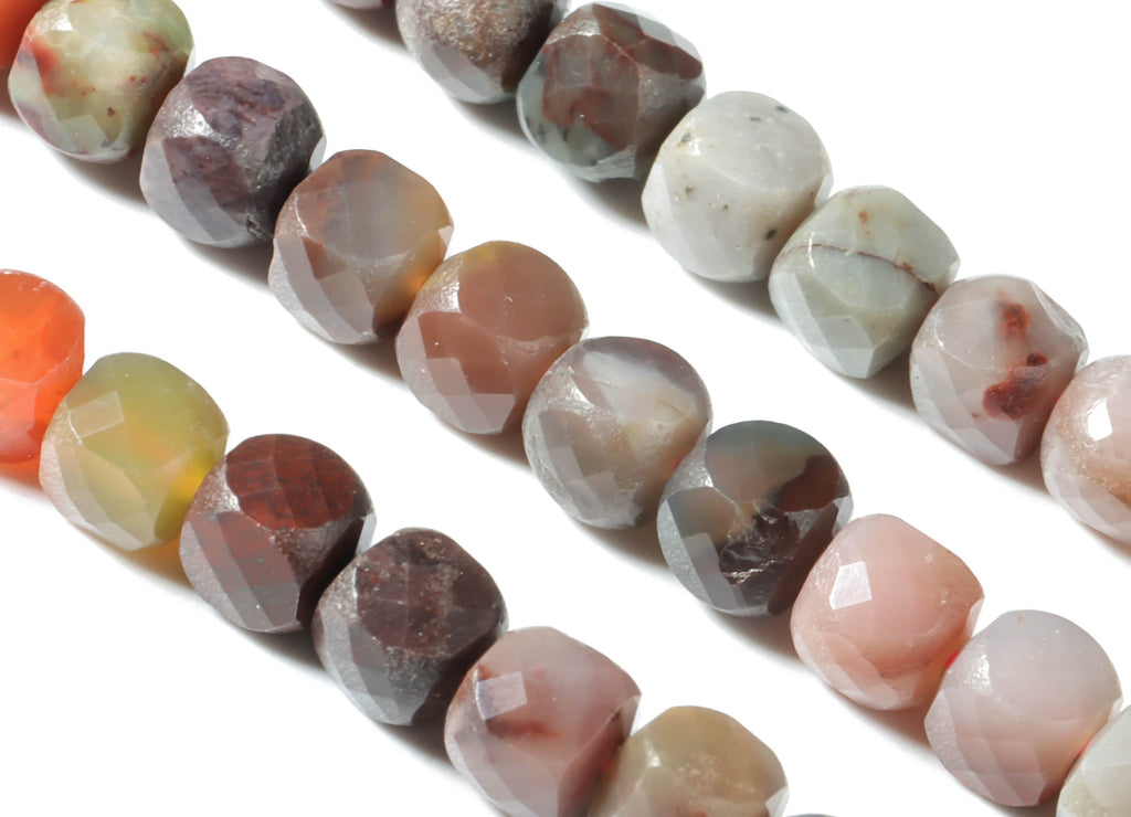 Sakura Agate Cube Beads 5mm - 15.5 inch - Faceted Cube Gemstone Beads - Natural Stone Beads - 5x5mm - NS1098 - DOMEDBAZAAR
